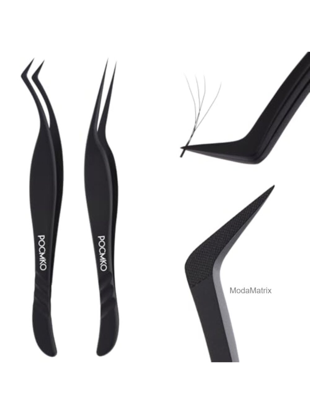 Professional Fiber Tip Lash Extension Tweezers Set Stainless Steel